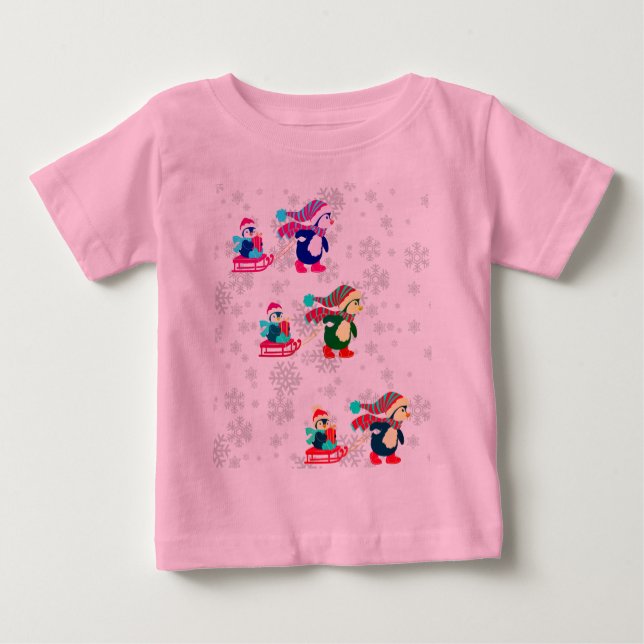T-shirt Pour Bébé Pingouins (Devant)