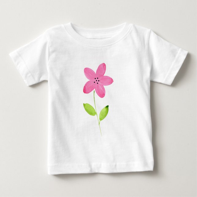 T-shirt Pour Bébé Pink Cinq Pétale Aquarelle Fleur (Devant)