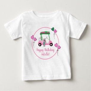 T-shirt Pour Bébé Pink & Green Golf Thème Fête Personnalisée
