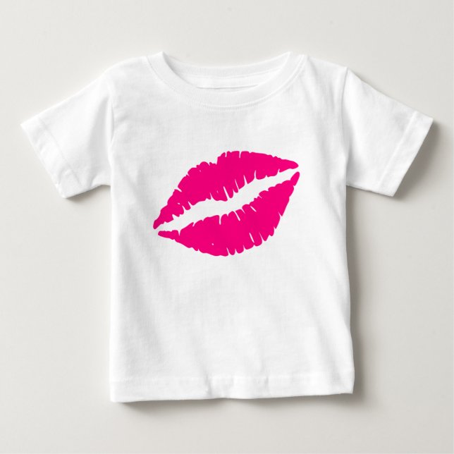 T-shirt Pour Bébé Pink lipstick baiser pop art (Devant)