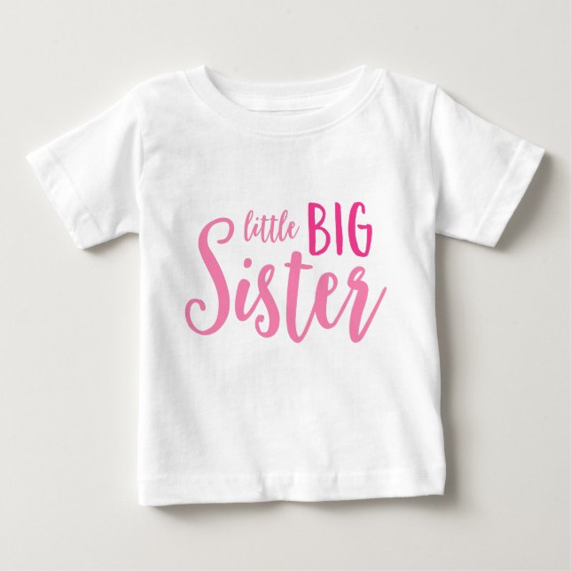 T-shirt Pour Bébé Pink Little Big Soeur Toddler Ruffle Tee (Devant)