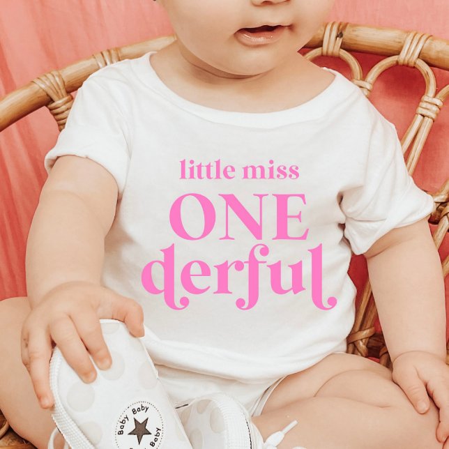 T-shirt Pour Bébé Pink Little Miss ONEderful 1er premier anniversair (Créateur téléchargé)
