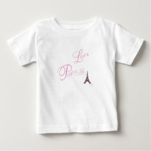 T-shirt Pour Bébé Pink-Love-Paris-Eiffel-Tower-Baby unique