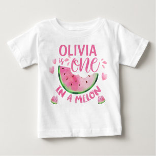 T-shirt Pour Bébé Pink One In A Melon 1er Birthday Baby T Shirt