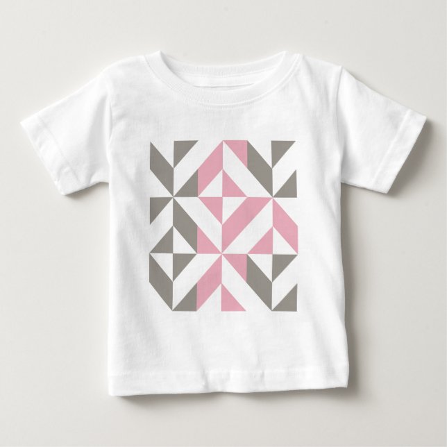 T-shirt Pour Bébé Pink Raspberry and Silver Geometric ZigZag (Devant)