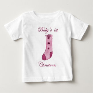 T-shirt Pour Bébé Pink Stocking Baby's 1er Christmas