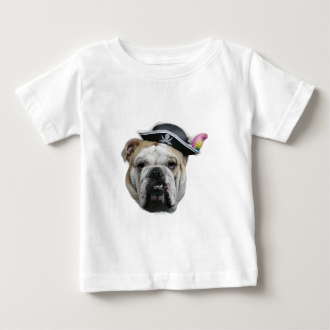 T-shirt Pour Bébé Pirate Bulldog (Devant)
