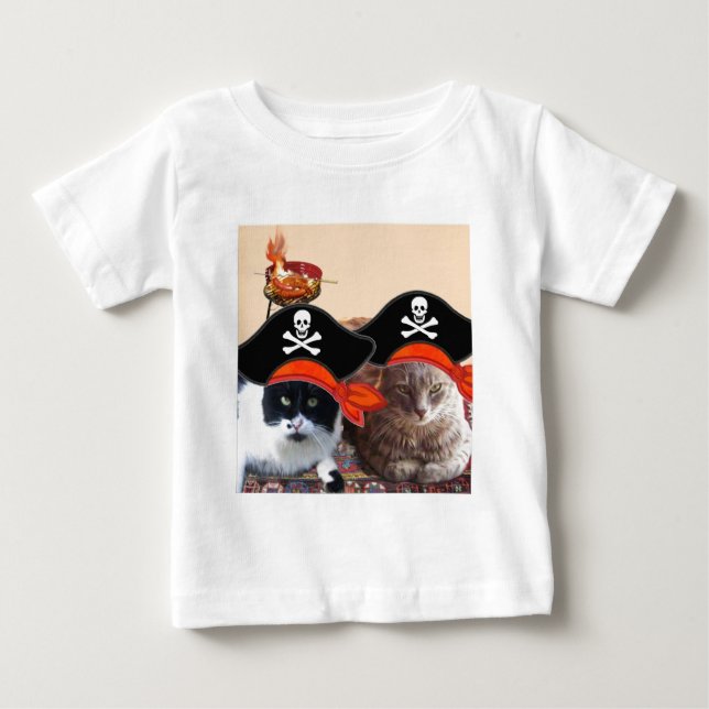 T-shirt Pour Bébé PIRATE CATS, Parlez comme un jour de pirates (Devant)