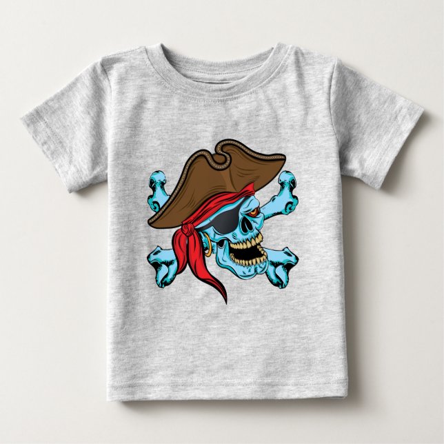 T-shirt Pour Bébé Pirate crâne et os croisés (Devant)