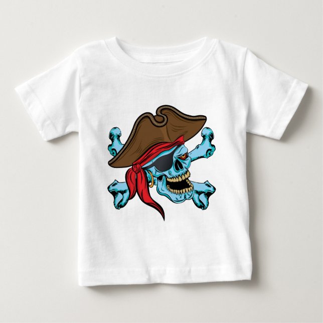 T-shirt Pour Bébé Pirate crâne et os croisés (Devant)