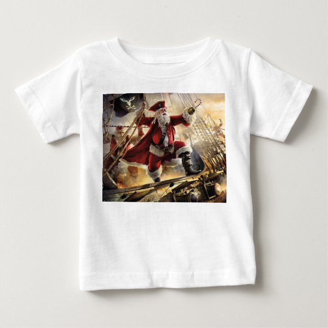T-shirt Pour Bébé Pirate Père Noël (Devant)