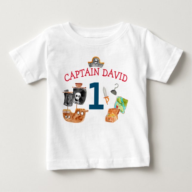 T-shirt Pour Bébé Pirate personnalisé bébé garçon premier anniversai (Devant)