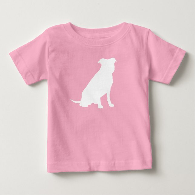 T-shirt Pour Bébé Pit Bull Chien Baby shower rose fille Pitbull (Devant)