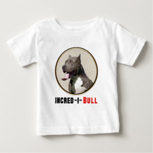 T-shirt Pour Bébé Pitbull gris et blanc Incred-je-Taureau
