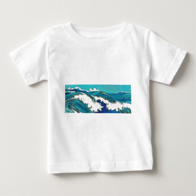 T-shirt Pour Bébé PixDezines konen uehara vagues océaniques, 上 原 (Devant)