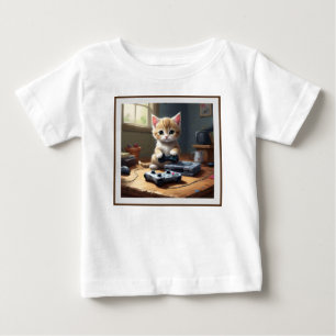 T-shirt Pour Bébé "Pixel Paws : The Gamer Kitten in Action"