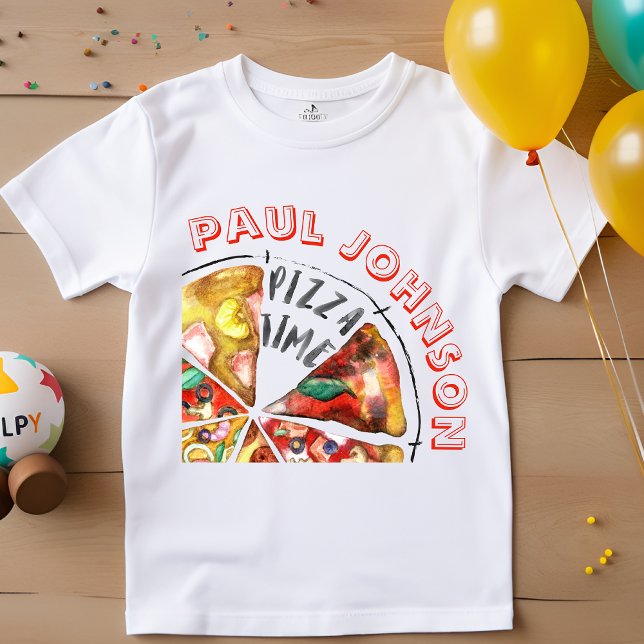 T-shirt Pour Bébé Pizza aquarelle personnalisée (Créateur téléchargé)