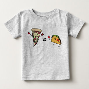 T-shirt Pour Bébé Pizza de pepperoni CONTRE le taco : Mexicain