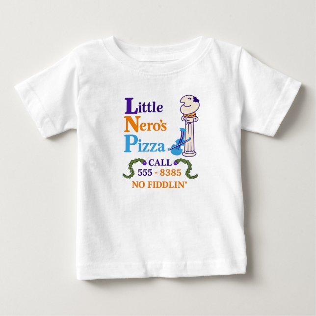 T-shirt Pour Bébé Pizza Minimal Little Nero (Devant)