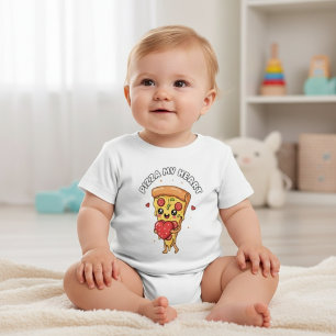 T-shirt Pour Bébé Pizza Mon Cœur Bébé et Tout-Petit Amateur de Nourr