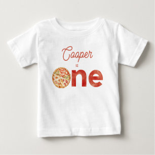 T-shirt Pour Bébé Pizza Rouge vintage Coupe De Fun 1er Anniversaire