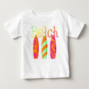 T-shirt Pour Bébé Plage Colorée De Surfboards