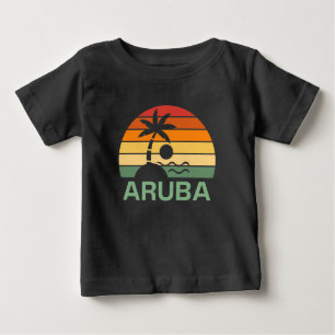 T-shirt Pour Bébé Plage d'été d'Aruba Vintage Palm Trees