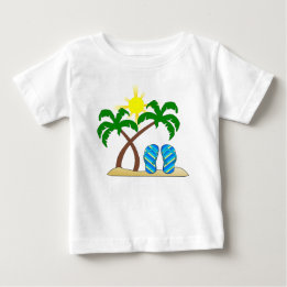 T-shirt Pour Bébé Plage mignonne avec bébé aux palmiers