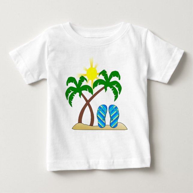 T-shirt Pour Bébé Plage mignonne avec palmiers Baby (Devant)
