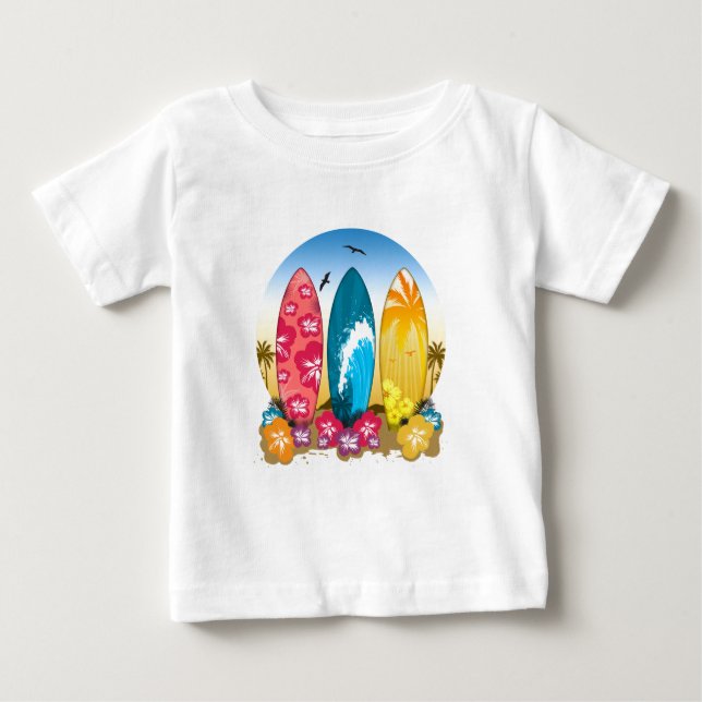 T-shirt Pour Bébé Plage Surboard (Devant)