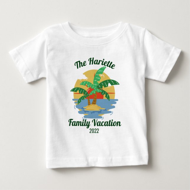 T-shirt Pour Bébé Plage tropicale Famille Vacances d'été Corresponda (Devant)