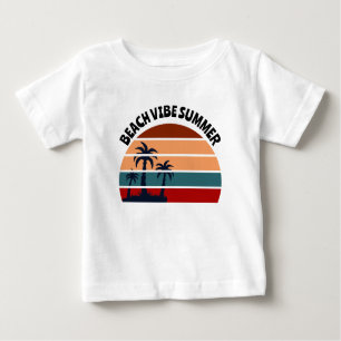 T-shirt Pour Bébé Plage Vibe Summer Palm Tree femme coucher de solei