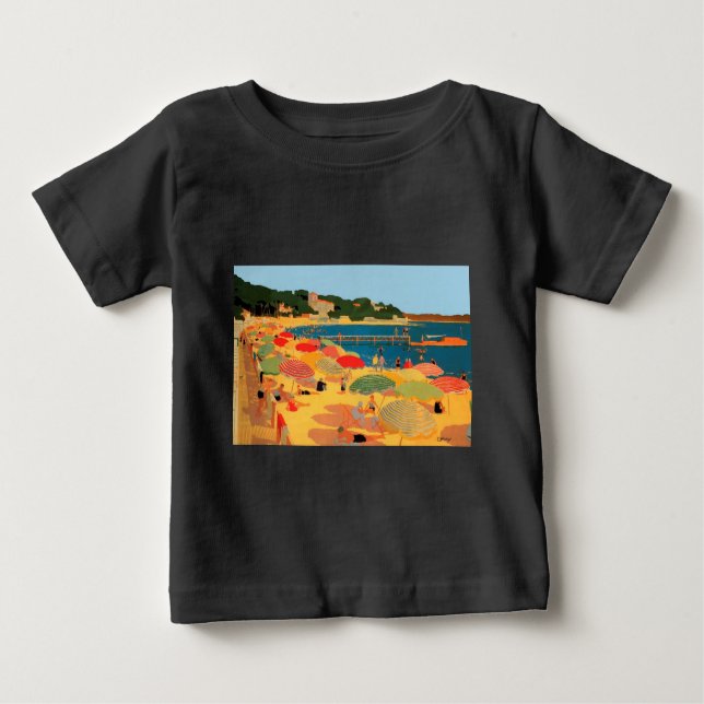 T-shirt Pour Bébé Plage vintage Côte d'Azur (Devant)