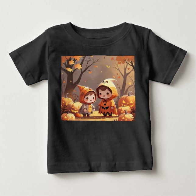 T-shirt Pour Bébé Plaisir d'automne avec un ami (Devant)
