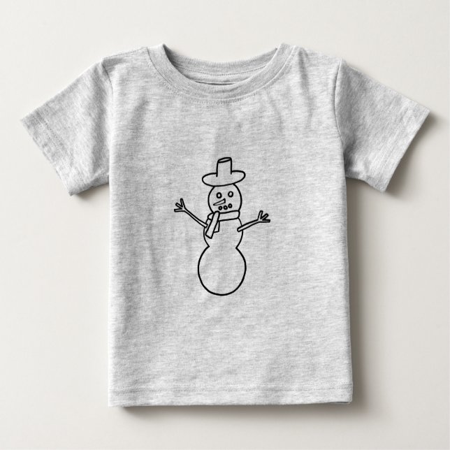T-shirt Pour Bébé Plan d'art - Chemise de couleur Snowman (Devant)