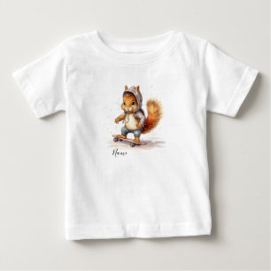 T-shirt Pour Bébé Planche à neige écureuil aquarelle