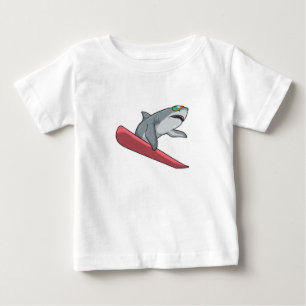 T-shirt Pour Bébé Planchiste Requin Planche à Neige
