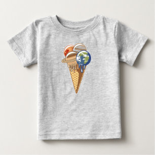 T-shirt Pour Bébé Planète Cône de Glace Nourriture Drôle