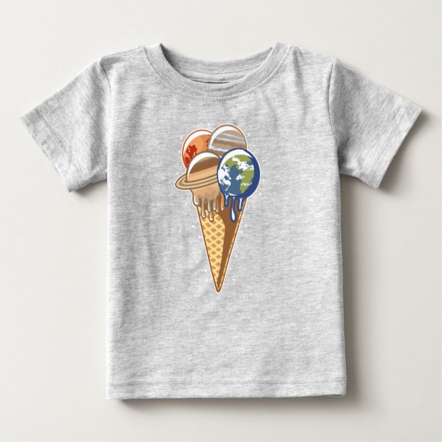 T-shirt Pour Bébé Planète Ice Cream Cone Drôle Nourriture (Devant)