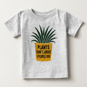 T-shirt Pour Bébé Plantes drôles ne jugent pas l'art de tampon encre