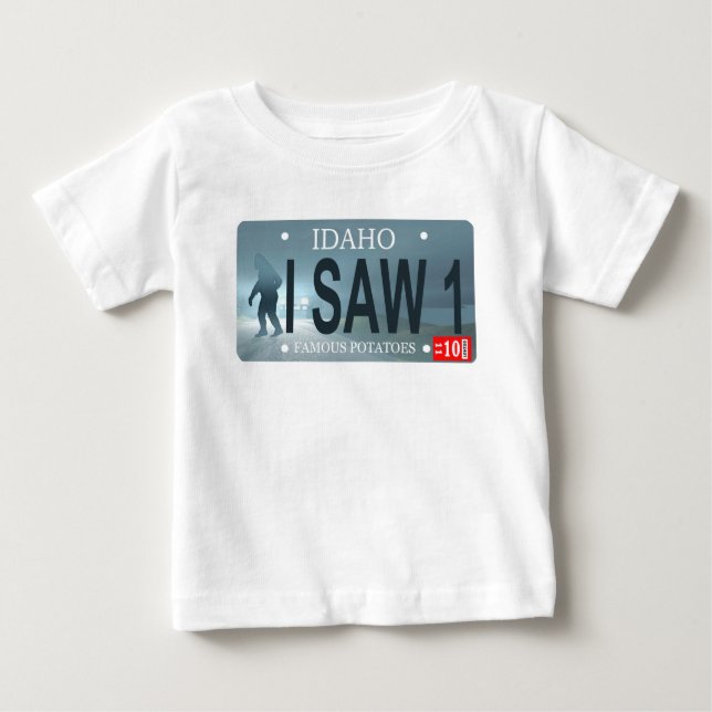 T-shirt Pour Bébé Plaque de licence Idaho "I Saw 1" Sasquatch (Devant)