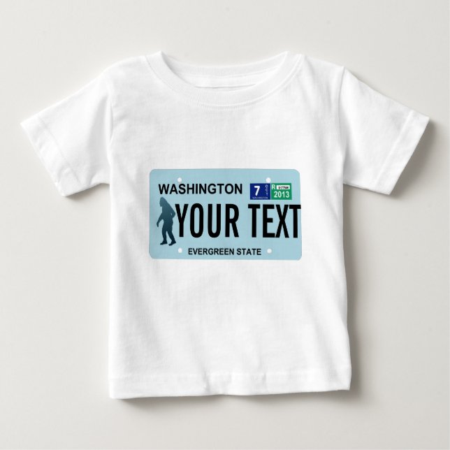 T-shirt Pour Bébé Plaque de licence Washington Sasquatch (Devant)