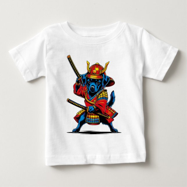 T-shirt Pour Bébé Playera con punto de jersey Perrito Samurái (Devant)
