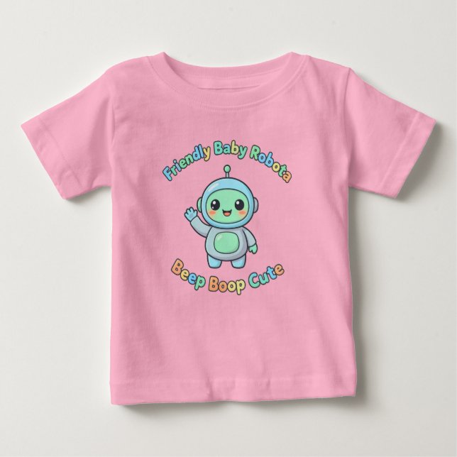 T-shirt Pour Bébé Playful Fun Cotton Robot (Devant)