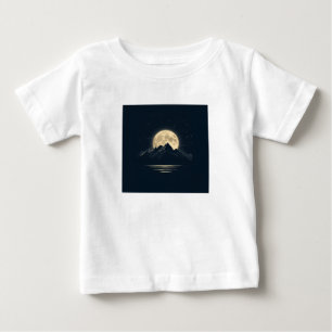 T-shirt Pour Bébé Pleine lune sur les montagnes - Pittoresque nuit S