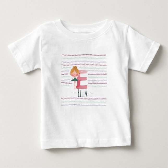 T-shirt Pour Bébé Plink Cute Ballerina Letter E Toddler  (Devant)