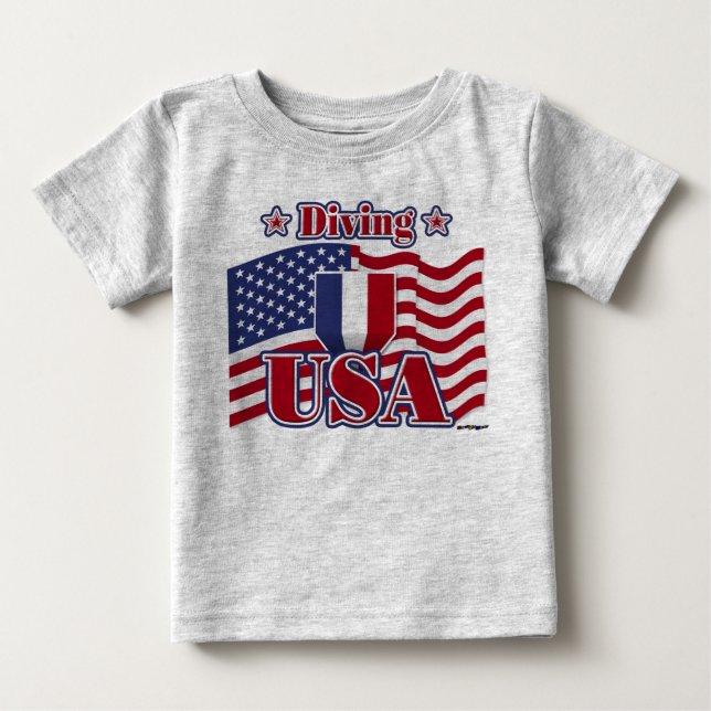 T-shirt Pour Bébé Plongée USA (Devant)