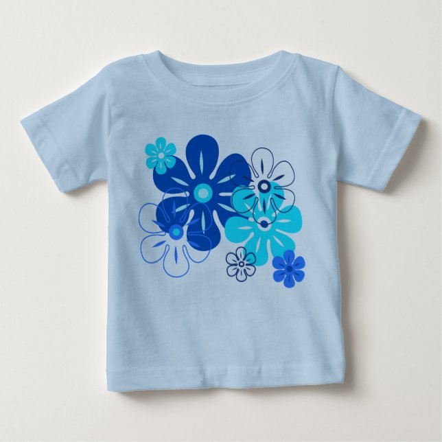 T-shirt Pour Bébé Pluie de fleurs Hawaiian Retro Floral (Devant)