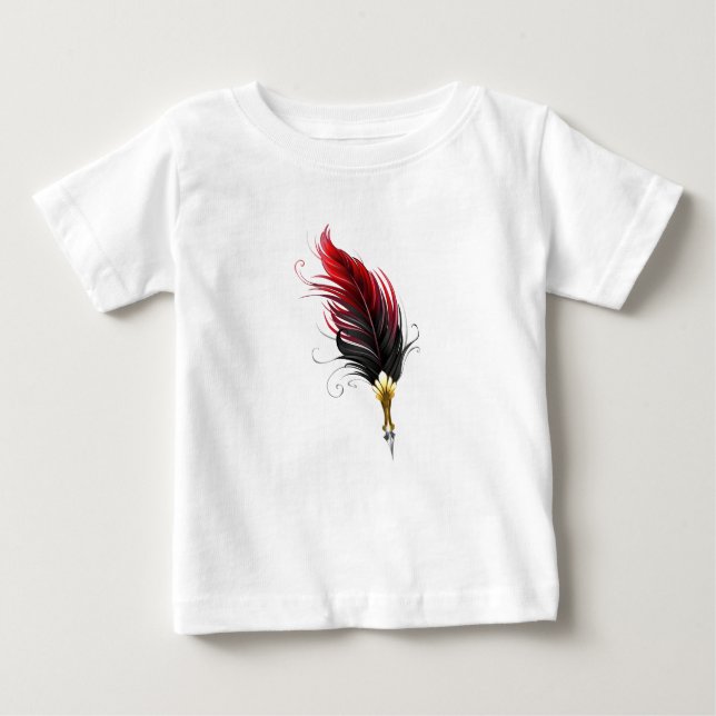 T-shirt Pour Bébé Plume rouge avec pointe en or (Devant)