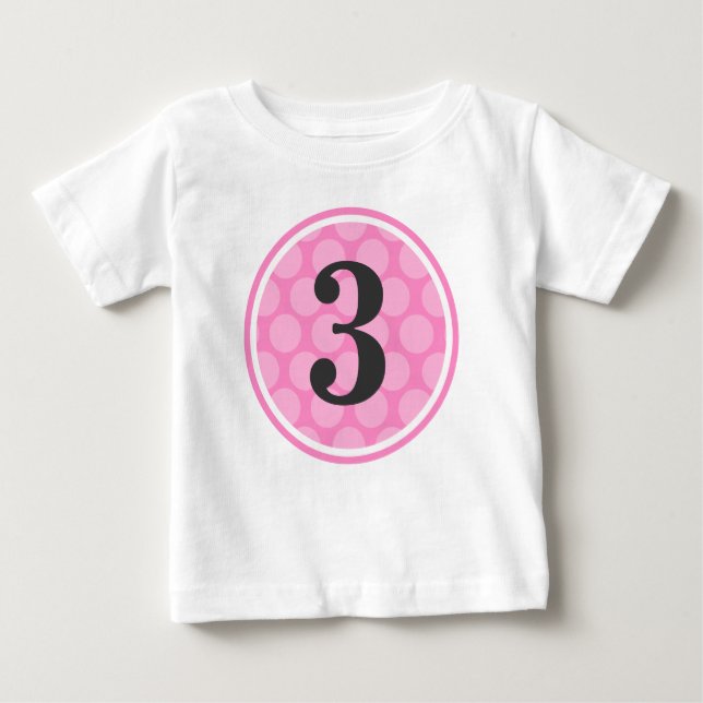 T-shirt Pour Bébé Poche rose moderne point troisième anniversaire fi (Devant)